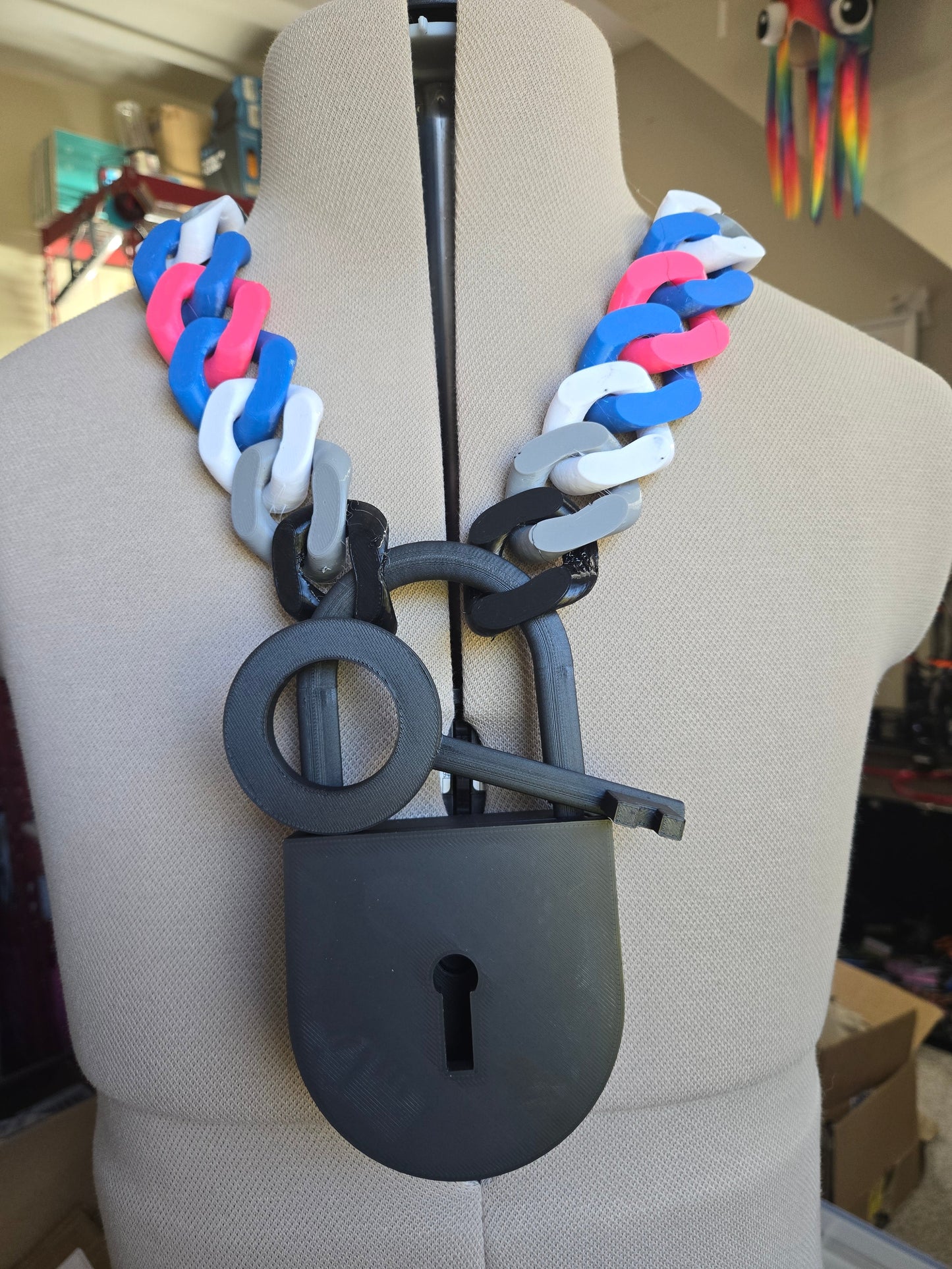 ๐ Multicolor Cuban Chain Necklace/Collar with Matching Padlock โ Colorful, Personalized, Durable, & Stylish Pupifer's Paddles