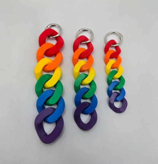 Custom Pride Rainbow Cuban Chain Keychains – Colorful Chunky Link Fidget Charm