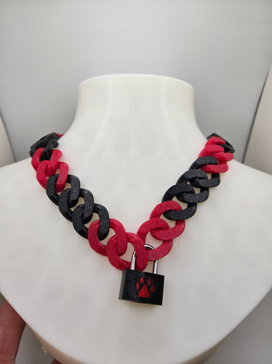 Fully Custom Cuban Chain Necklace/Collar with Matching Padlock – Colorful, Personalized, Durable, & Stylish Pupifer's Paddles