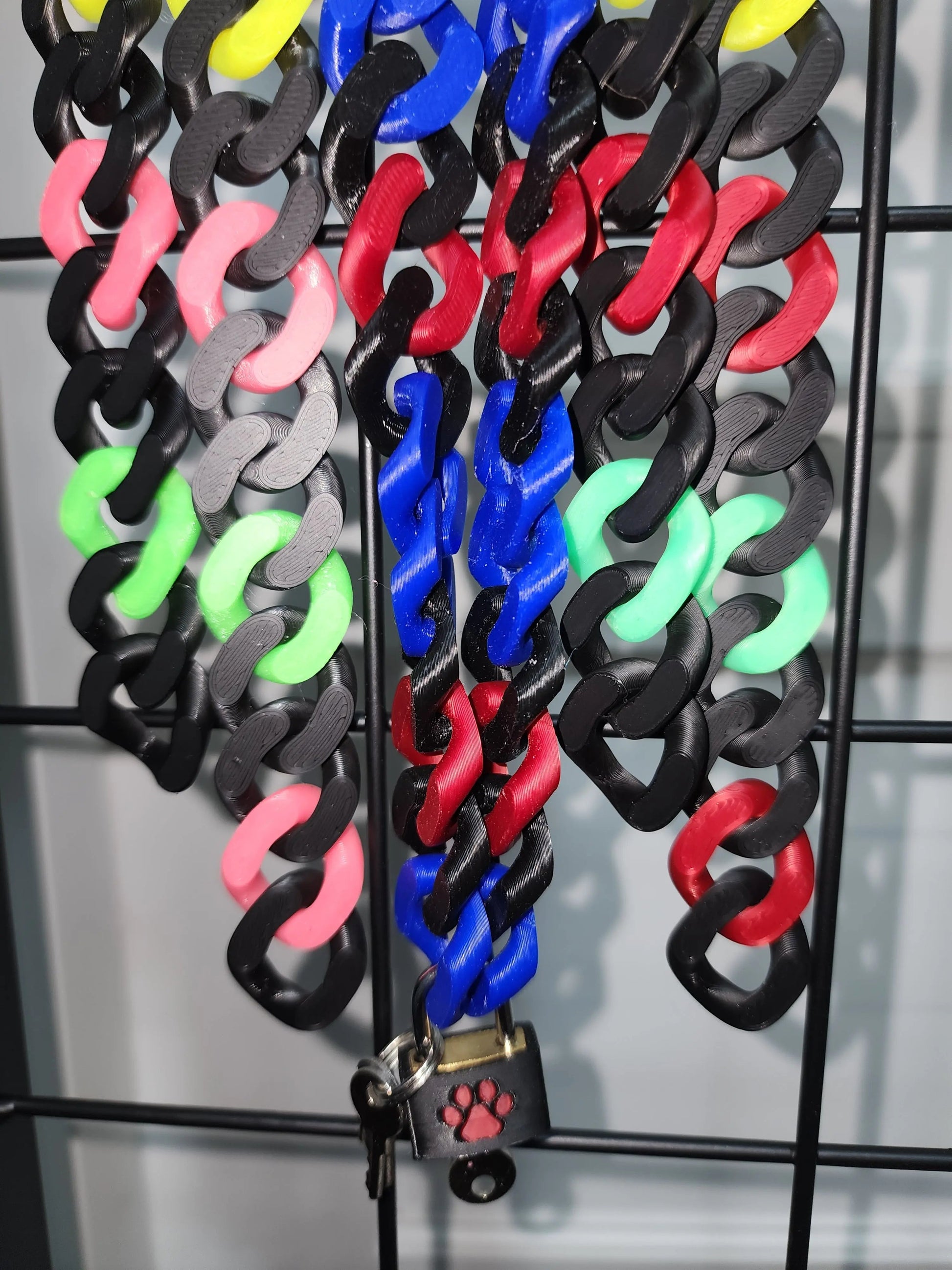 Cuban Chain Necklace/Collar with Matching Padlock – Colorful, Personalized, Durable, & Stylish Pupifer's Paddles