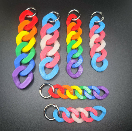 Custom Pride Rainbow Cuban Chain Keychains – Colorful Chunky Link Fidget Charm