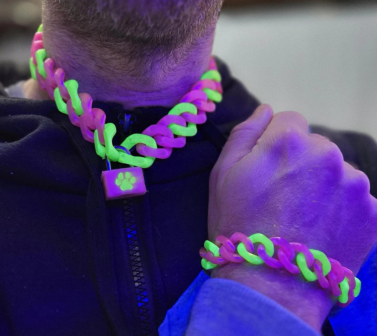 Cuban Chain Necklace/Collar with Matching Padlock – Colorful, Personalized, Durable, & Stylish Pupifer's Paddles