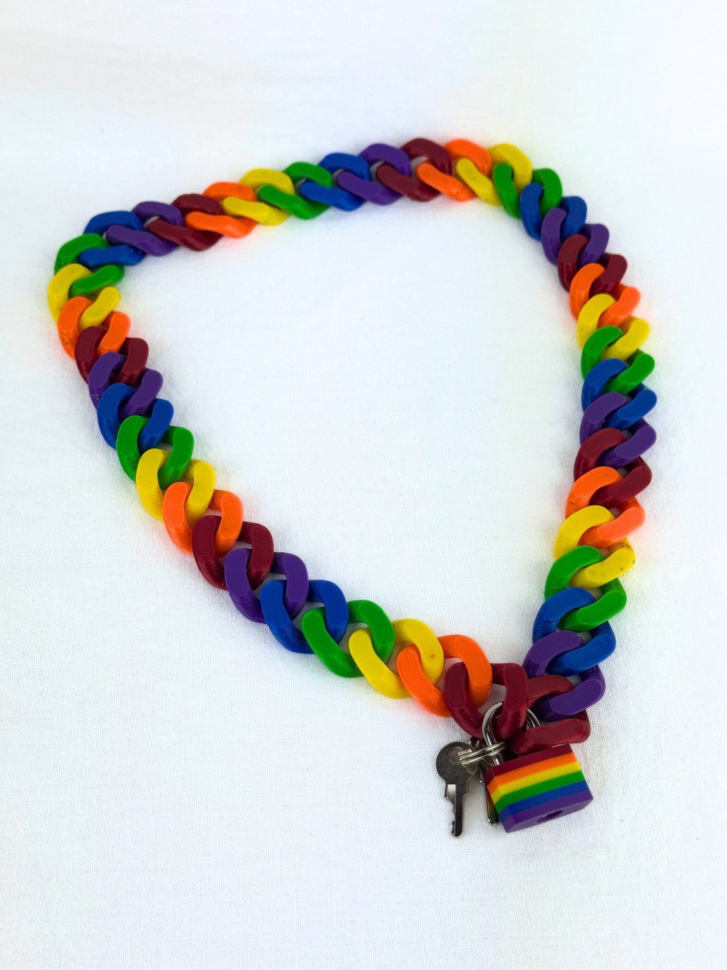 🔗 Multicolor Cuban Chain Necklace / Collar with Matching Padlock – Colorful, Personalized, Durable, & Stylish